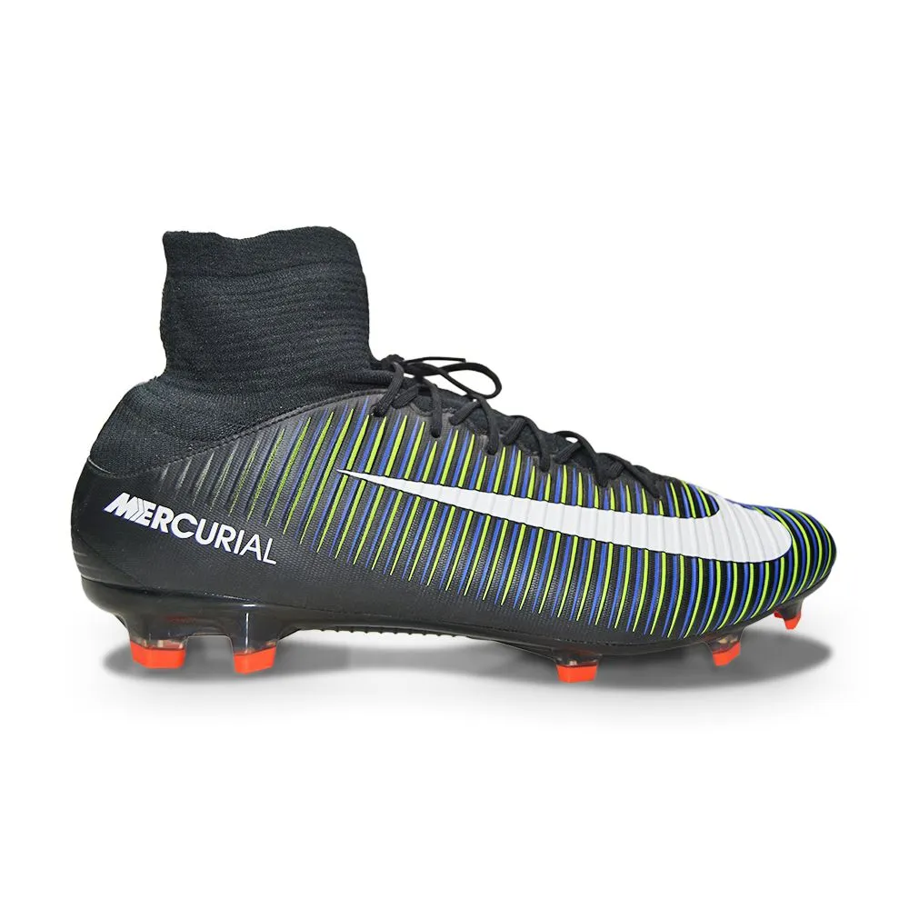 Gold Metallic Boots Mens Nike Mercurial Veloce III DF FG - 831961 013 - Black White Electric Green