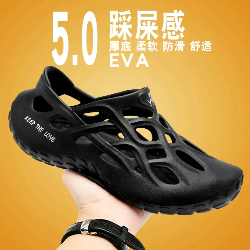 Easy Knit Slippers Free Pattern Men's Summer EVA Water Sandals Classics Mens Waterproof Shoes Men Indoor Outdoor Thick Bottom Slippers Soft Beach Bathroom Slide