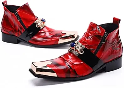 Ladies Cowgirl Boots On Sale Men's Western Boots Square Metal Tip in Blue Red