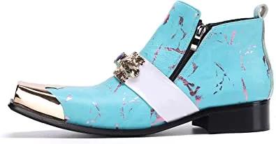 The Herta E2 Speed Or Atk Boots Men's Western Boots Square Metal Tip in Blue Red