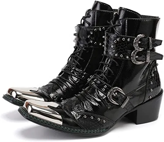 Boots For Troops Men's Western Motorcycle Boots Square Metal Tip