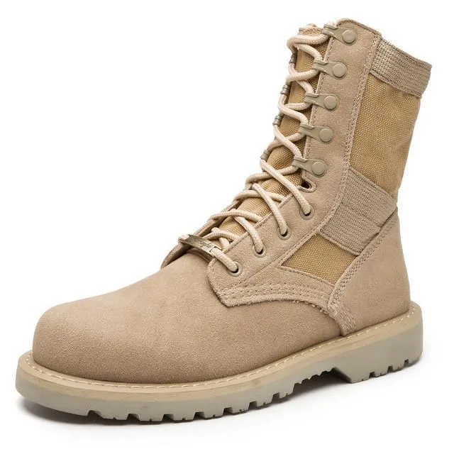 Merkmak Lovers Autumn Winter Leather Ankle Boots Cow Suede Men Desert Military Tactical Outdoor Combat Army Boots Big Size 35-47 Lifting Shoes Flat Feet