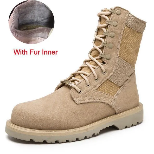 Best Flat Running Shoes Merkmak Lovers Autumn Winter Leather Ankle Boots Cow Suede Men Desert Military Tactical Outdoor Combat Army Boots Big Size 35-47