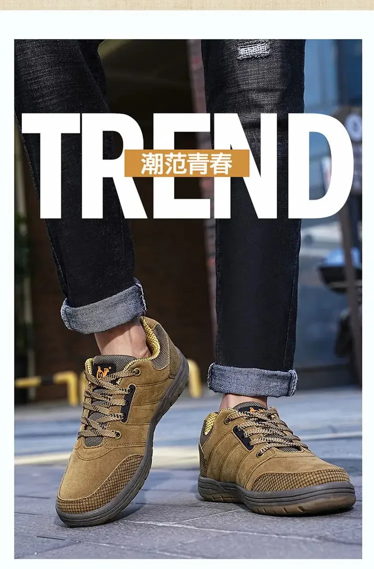 Trespass Hiking Shoes Men Outdoor Casual Flat Shoes Classic Style Hiking Shoes Wear Resisting Anti-Skid Walking Middle Aged Male Jeans Footwear Winter