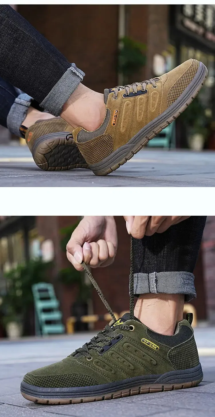 Rocker Hiking Shoes Men Outdoor Casual Flat Shoes Classic Style Hiking Shoes Wear Resisting Anti-Skid Walking Middle Aged Male Jeans Footwear Winter