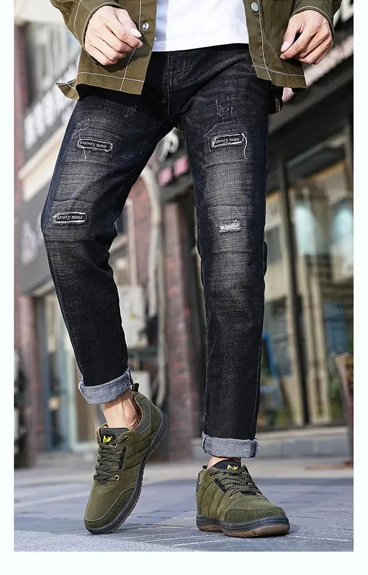 Men Outdoor Casual Flat Shoes Classic Style Hiking Shoes Wear Resisting Anti-Skid Walking Middle Aged Male Jeans Footwear Winter Best Hiking Shoes For Tour Du Mont Blanc