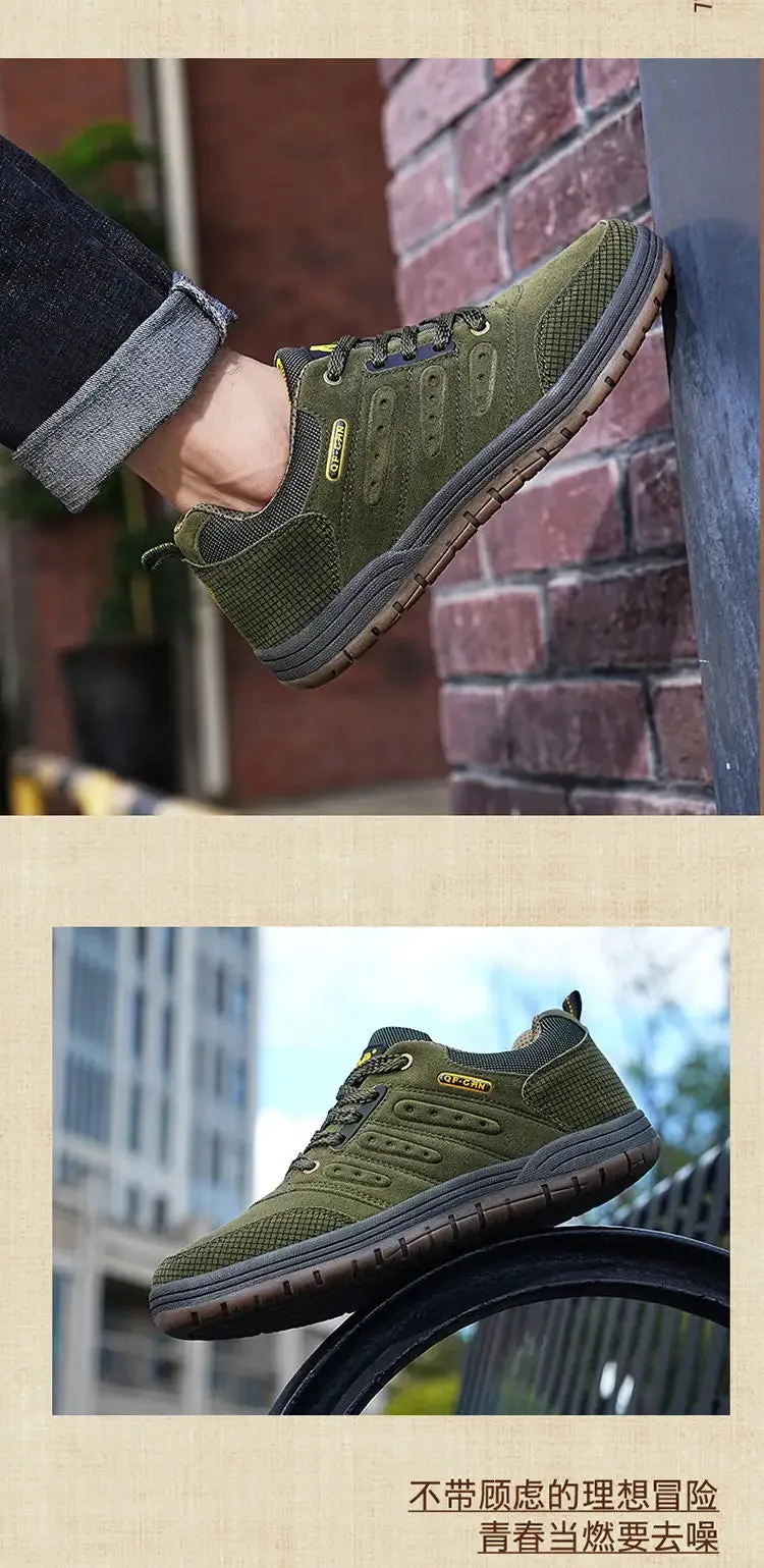 Cyber Monday Hiking Shoes Men Outdoor Casual Flat Shoes Classic Style Hiking Shoes Wear Resisting Anti-Skid Walking Middle Aged Male Jeans Footwear Winter