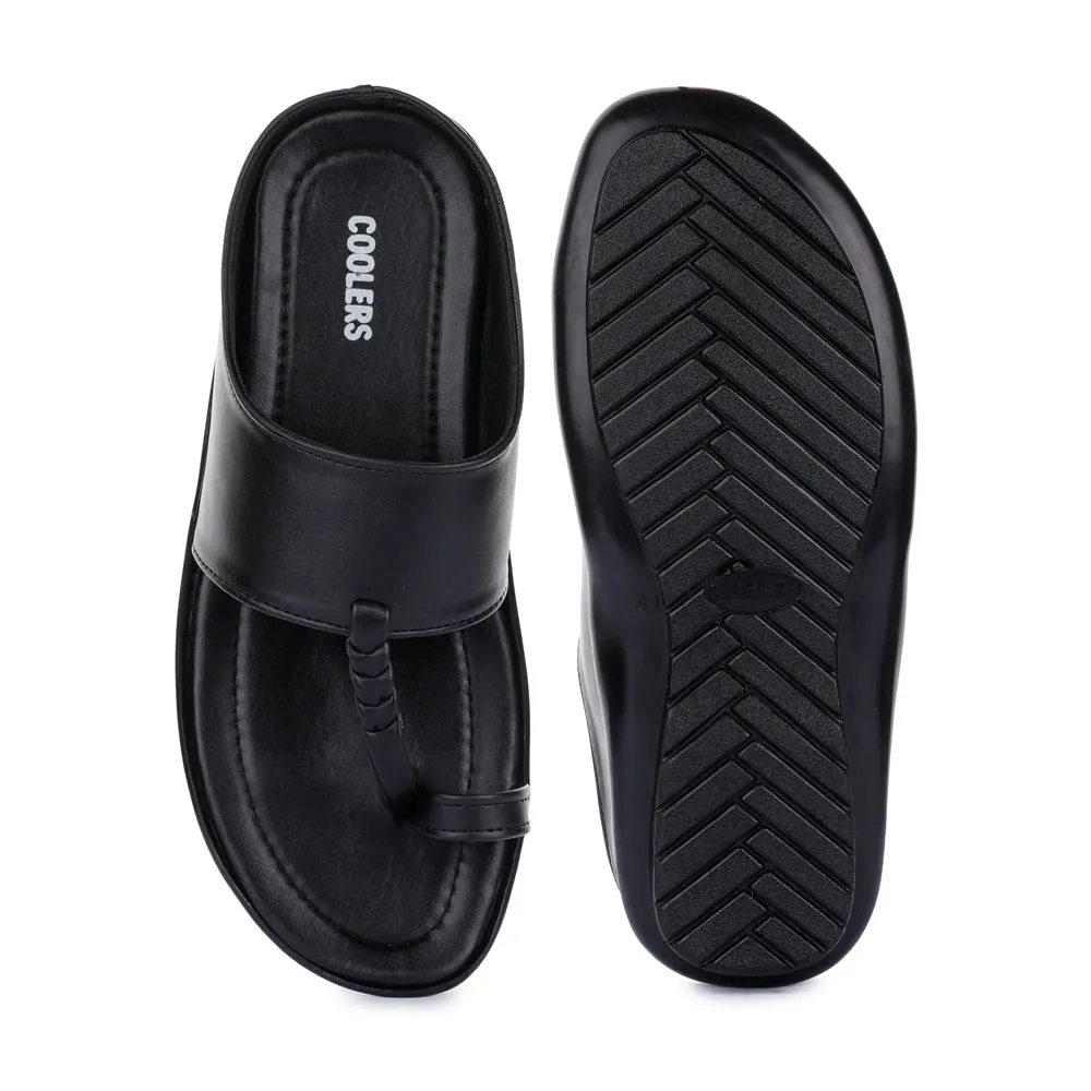 Coolers Casual Black Toe Ring Slippers For Men SRLE-159 By Liberty Mira Bay Sandals