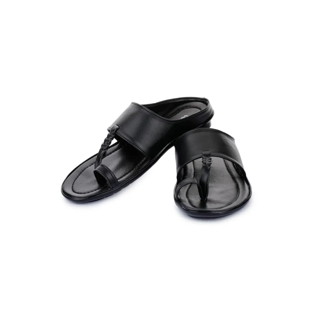 Coolers Casual Black Toe Ring Slippers For Men SRLE-159 By Liberty Sandals Resprt