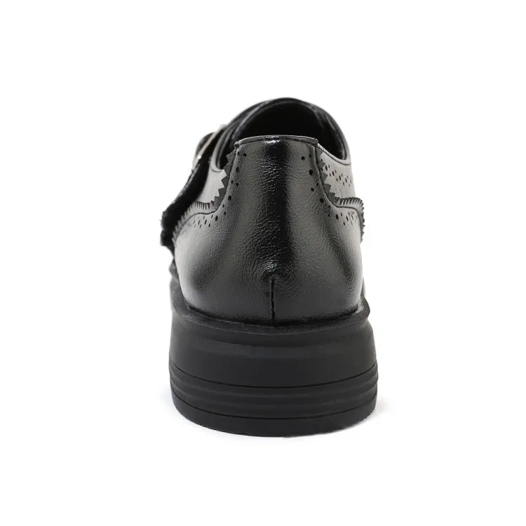 Flat Shoes That Turn Into Women's Solid Color Round Toe Stitching Double Buckle Slip on Oxford Flats Shoes