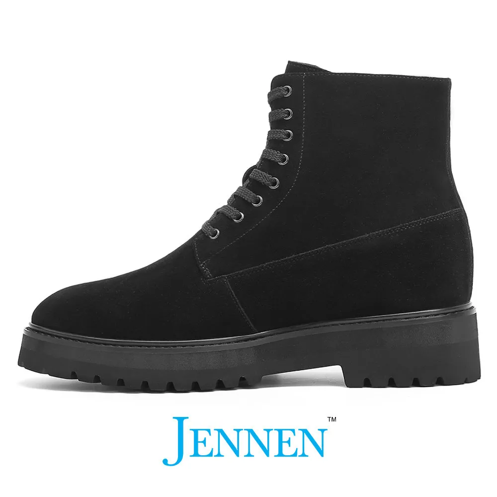 Female Tall Boots Mr. Moses 11cm | 4.33 inches Tallest Black Suede Elevator Boots