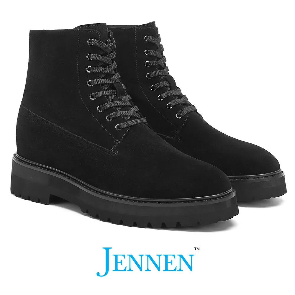 Work Boots Mr. Moses 11cm | 4.33 inches Tallest Black Suede Elevator Boots