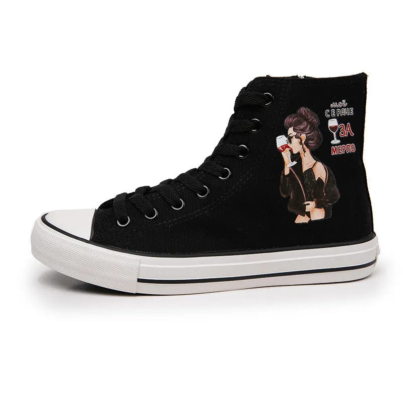 Casual Shoes For Walking Nanccy Breatheable Casual High Top Canvas Shoes