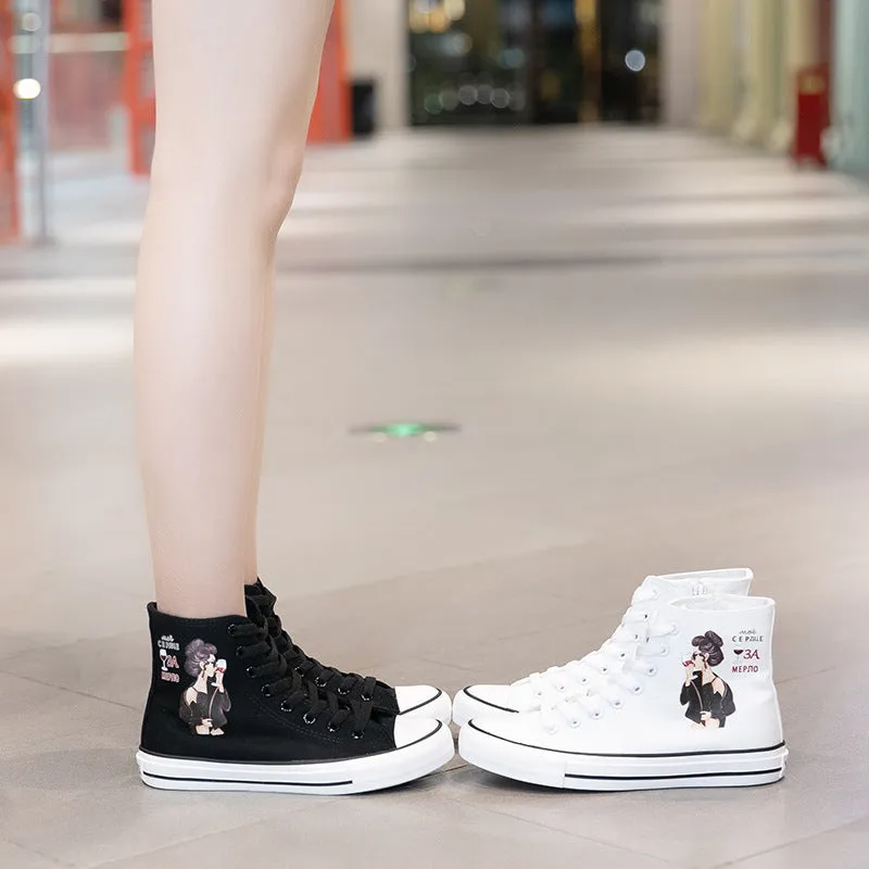 Popular Casual Shoe Brands Nanccy Breatheable Casual High Top Canvas Shoes