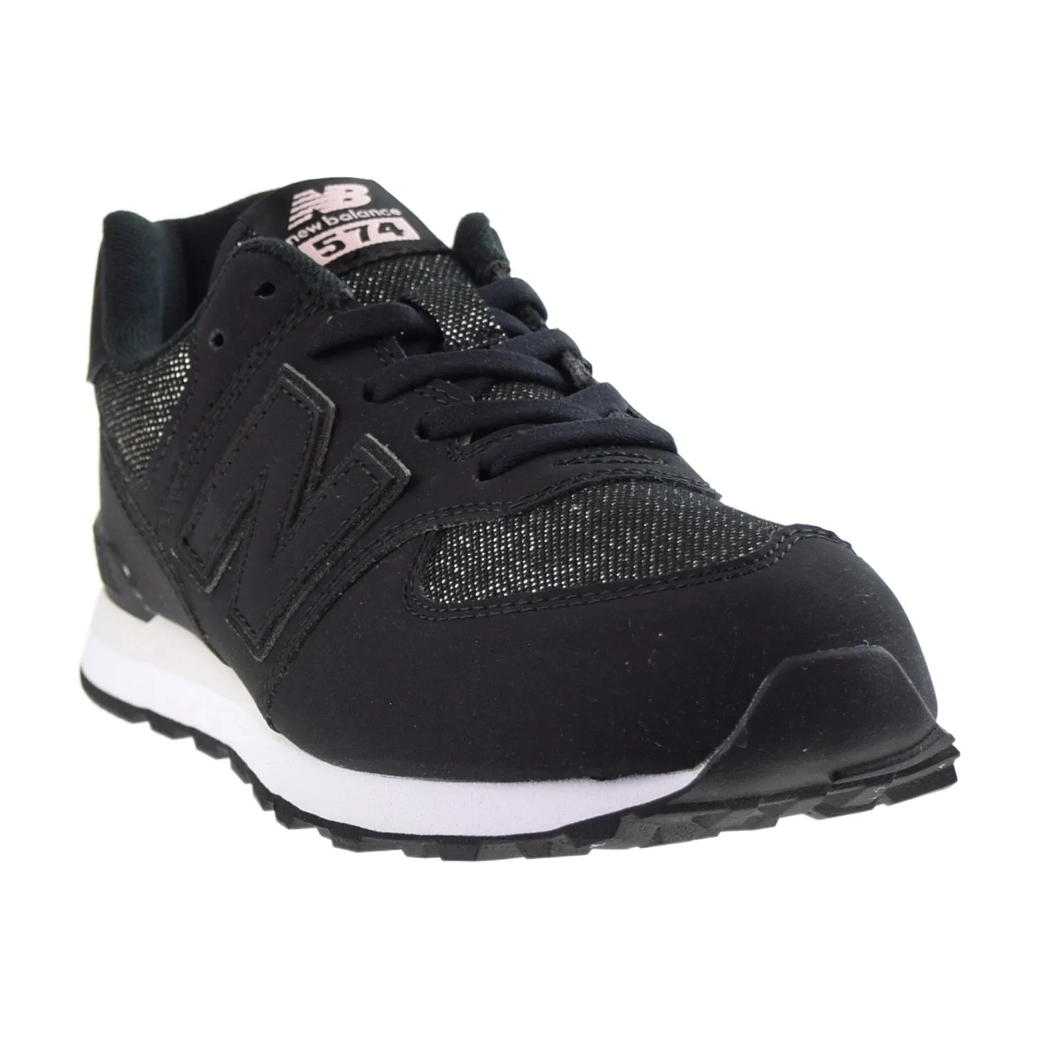 New Balance 574 Big Kids' Shoes Metallic Black New Balance Rose Pink