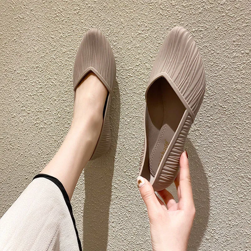 Waterproofing Suede Shoes Diy New Low-top Waterproof Shoes Rain Boots Women Summer Adult Work Rubber Shoes Fashion Jelly Shoes Non-slip Shallow Toe Sandals