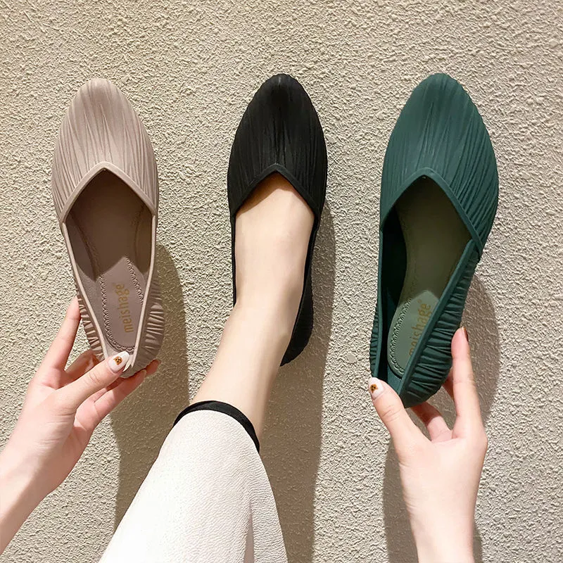 New Low-top Waterproof Shoes Rain Boots Women Summer Adult Work Rubber Shoes Fashion Jelly Shoes Non-slip Shallow Toe Sandals Low Waterproof Shoes