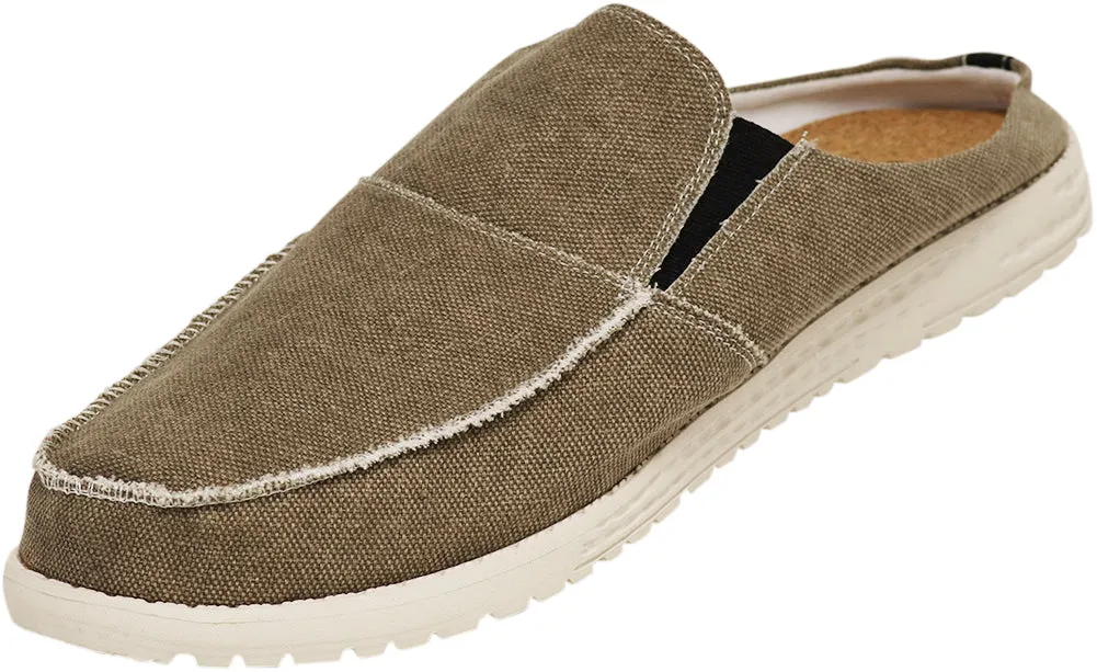 Norty Men's Canvas Slip On Clog Boat Slipper Shoe for Indoor Outdoor with Durable Sole Skims Slippers