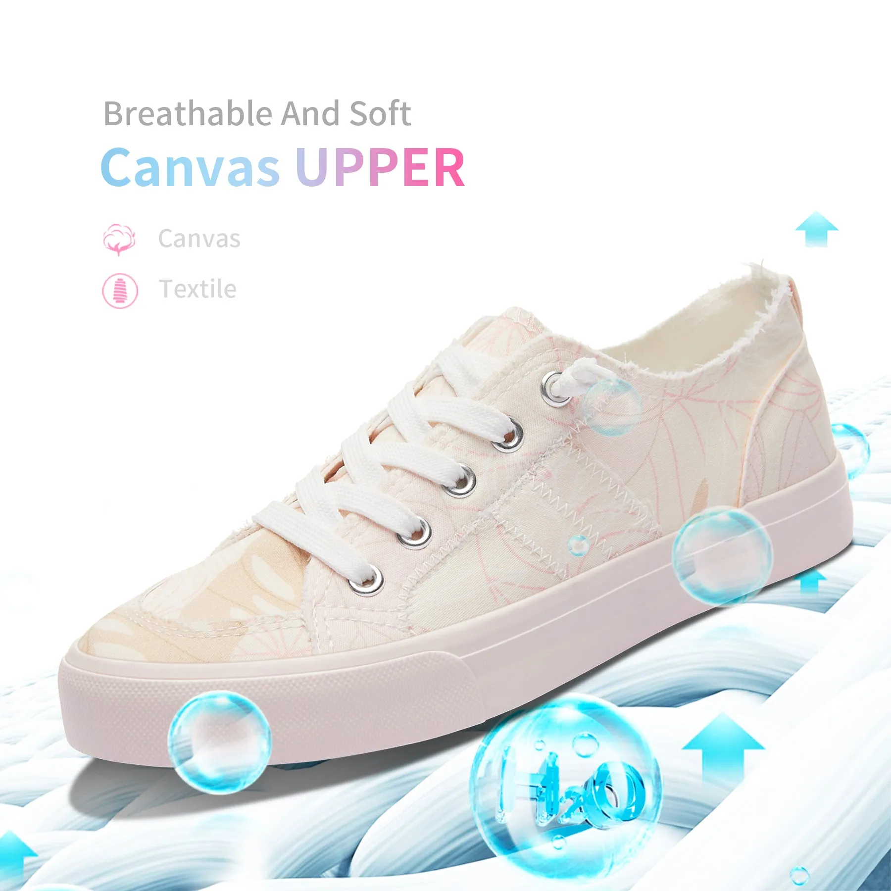 Obtaom Women's Play Fashion Sneaker Canvas Slip on Shoes (Floral Pink) High Heel Sneakers