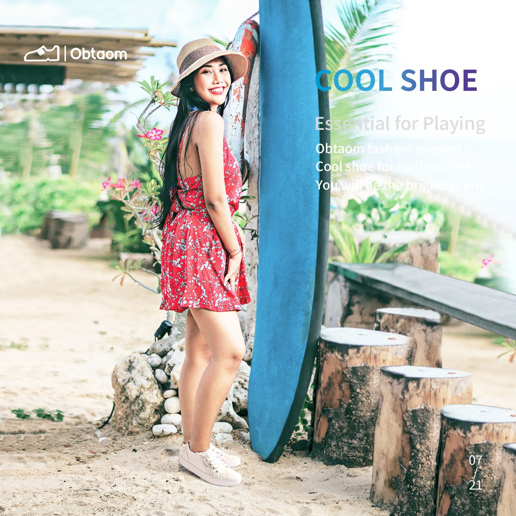 Obtaom Women's Play Fashion Sneaker Canvas Slip on Shoes (Floral Pink) Charms For Sneakers