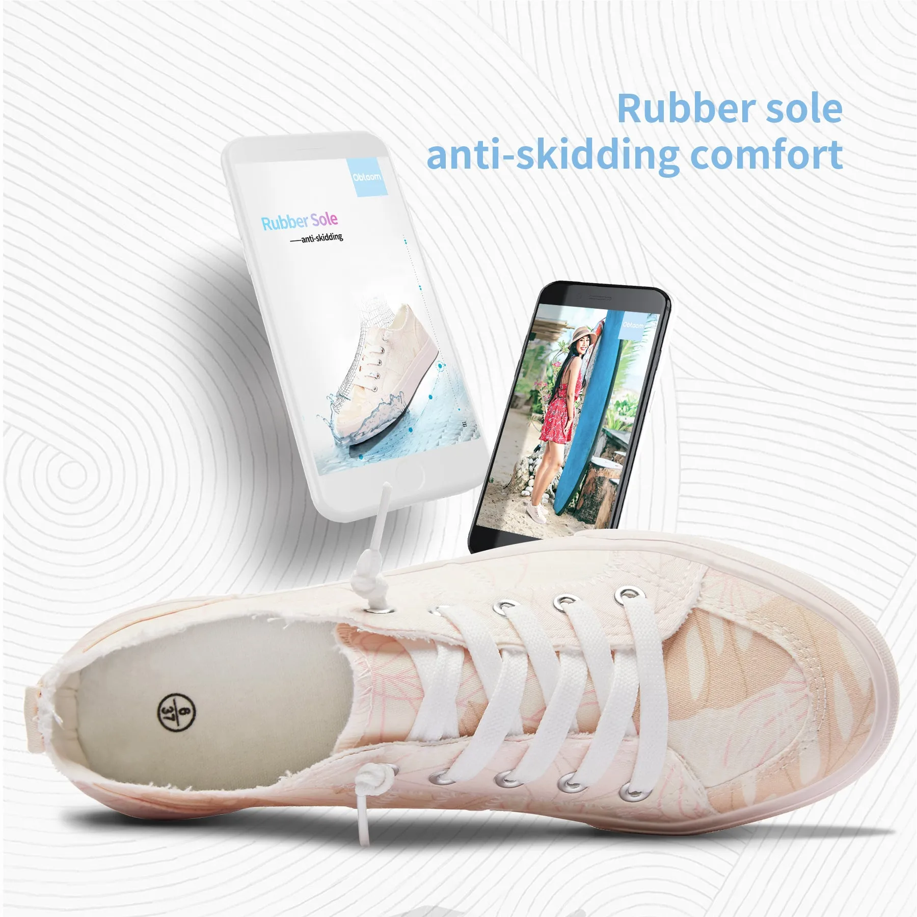 Etonic Sneakers Obtaom Women's Play Fashion Sneaker Canvas Slip on Shoes (Floral Pink)