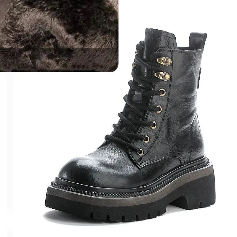 British Leather Ankle Boots Flat Green Shoes