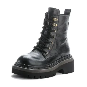 British Leather Ankle Boots Spanish Flat Shoes