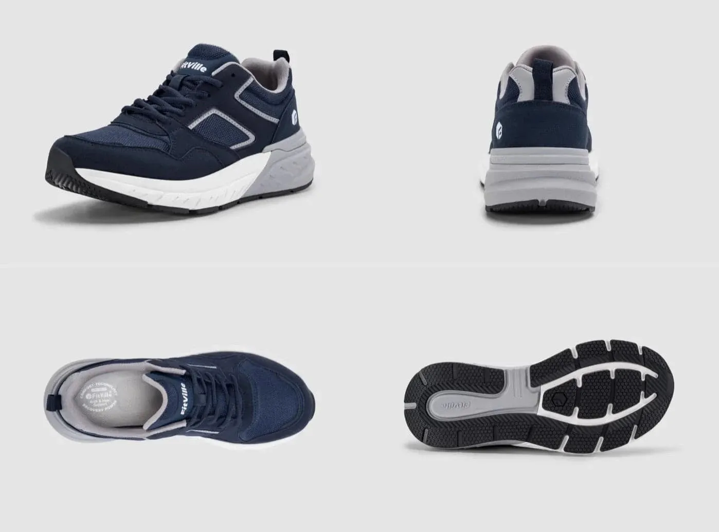 FitVille Men's Rebound Neo Walking Shoes V2 Heels Flat Shoes