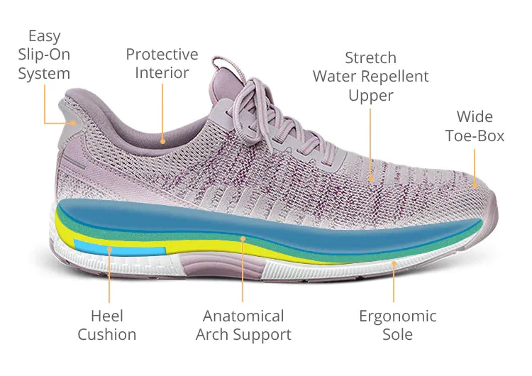 Leather Casual Dress Shoes Orthofeet - Women - Kita Hands-Free - Rose