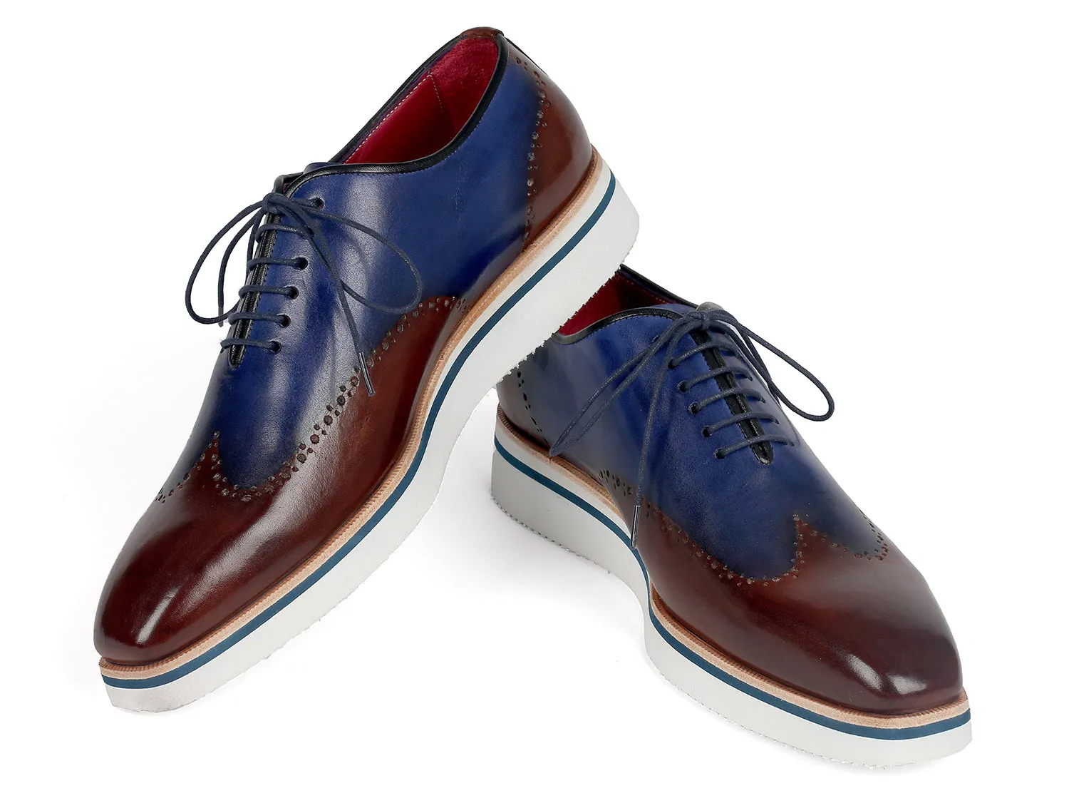 Paul Parkman Men's Smart Casual Wingtip Oxfords Brown & Blue (ID#187-BRW-BLU) Dsw Casual Shoes