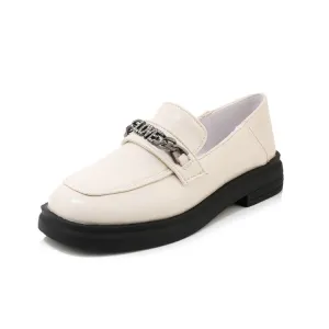 Shoes Sport Flats Women's Solid Color Square Toe Rhinestone Metal Decor Slip on Flats Shoes