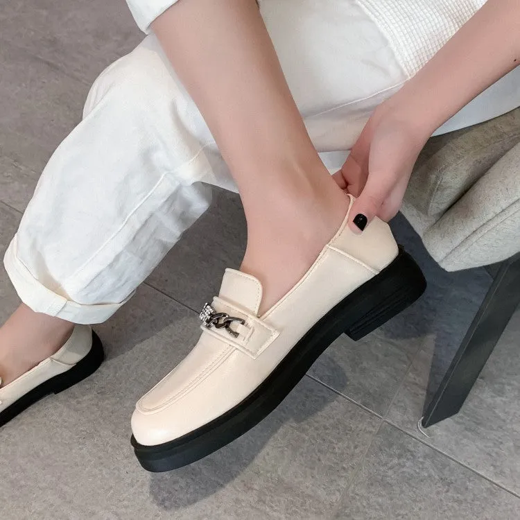 Women's Solid Color Square Toe Rhinestone Metal Decor Slip on Flats Shoes Flat Shoes To Workout In