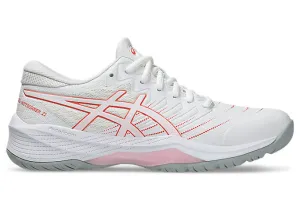 Stability Asics Shoes ASICS WOMEN'S NETBURNER 21 WHITE/PAPAYA NETBALL SHOES