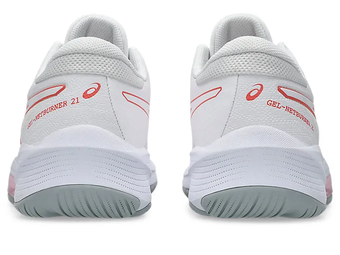 Asics De Colores Running Shoes ASICS WOMEN'S NETBURNER 21 WHITE/PAPAYA NETBALL SHOES