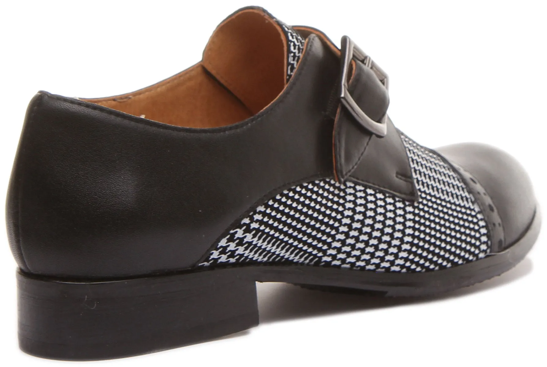 Anna Single Strap Monk Shoes in Black White Striper Ii Casual Shoe