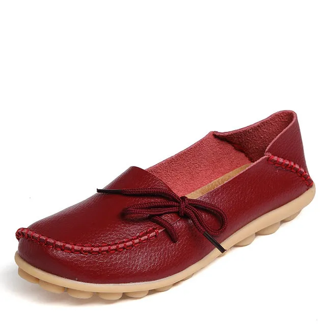 Casual Luxury Shoes New Women Real Leather Shoes Moccasins Mother Loafers Soft Leisure Flats Female Driving Casual Footwear