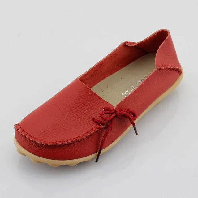 New Women Real Leather Shoes Moccasins Mother Loafers Soft Leisure Flats Female Driving Casual Footwear Best Casual Shoes 2025