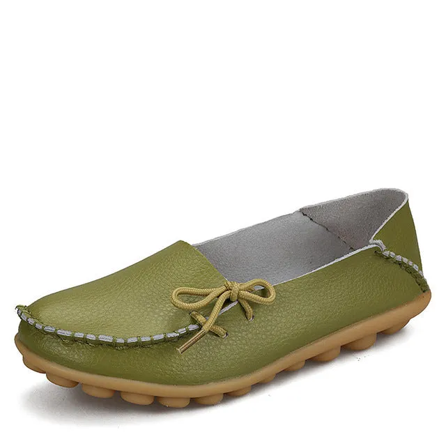 Casual Semi Formal Shoes New Women Real Leather Shoes Moccasins Mother Loafers Soft Leisure Flats Female Driving Casual Footwear