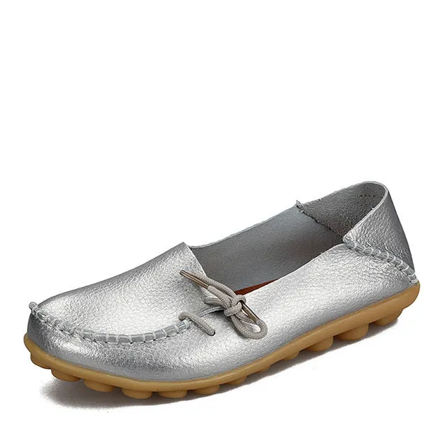 Flat Sole Casual Shoes New Women Real Leather Shoes Moccasins Mother Loafers Soft Leisure Flats Female Driving Casual Footwear