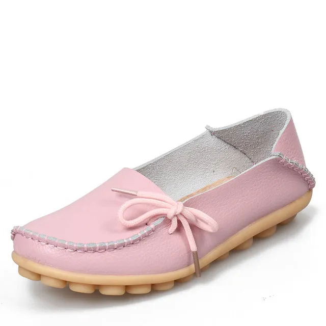 New Women Real Leather Shoes Moccasins Mother Loafers Soft Leisure Flats Female Driving Casual Footwear Synthetic Casual Shoes