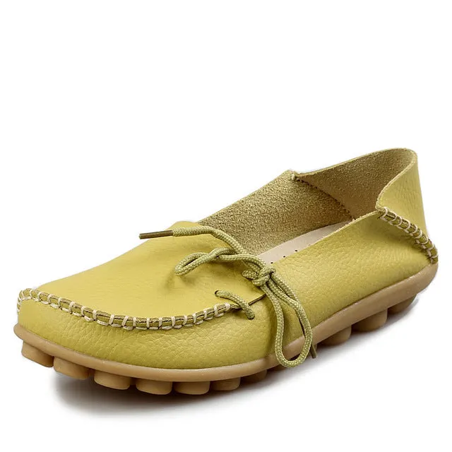New Women Real Leather Shoes Moccasins Mother Loafers Soft Leisure Flats Female Driving Casual Footwear Comfortable Casual Leather