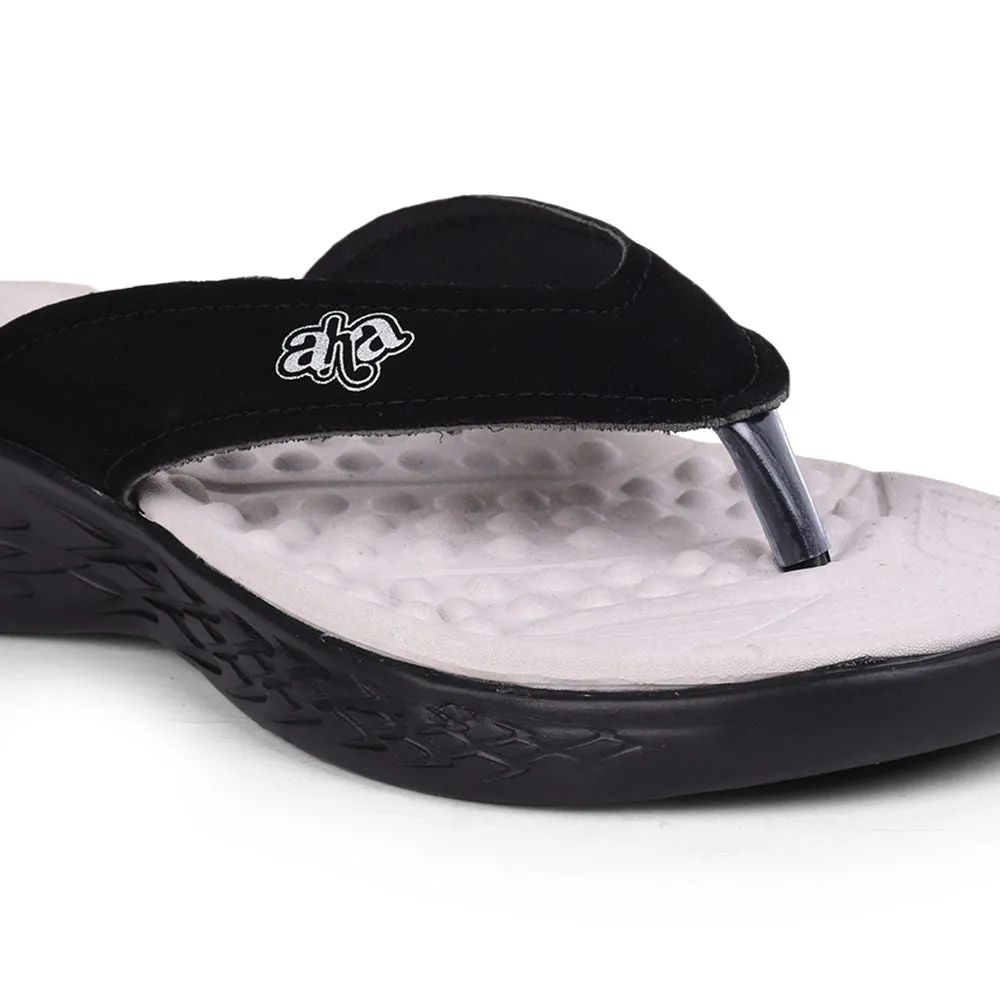 Sandals Reef A-HA Casual Black Flip Flop For Men IMPACT-21 By Liberty