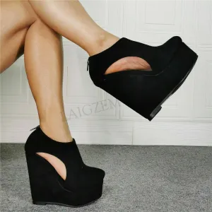 Lightweight Shoes For Travel Platform Pumps Back Zip Wedges shoes 11 