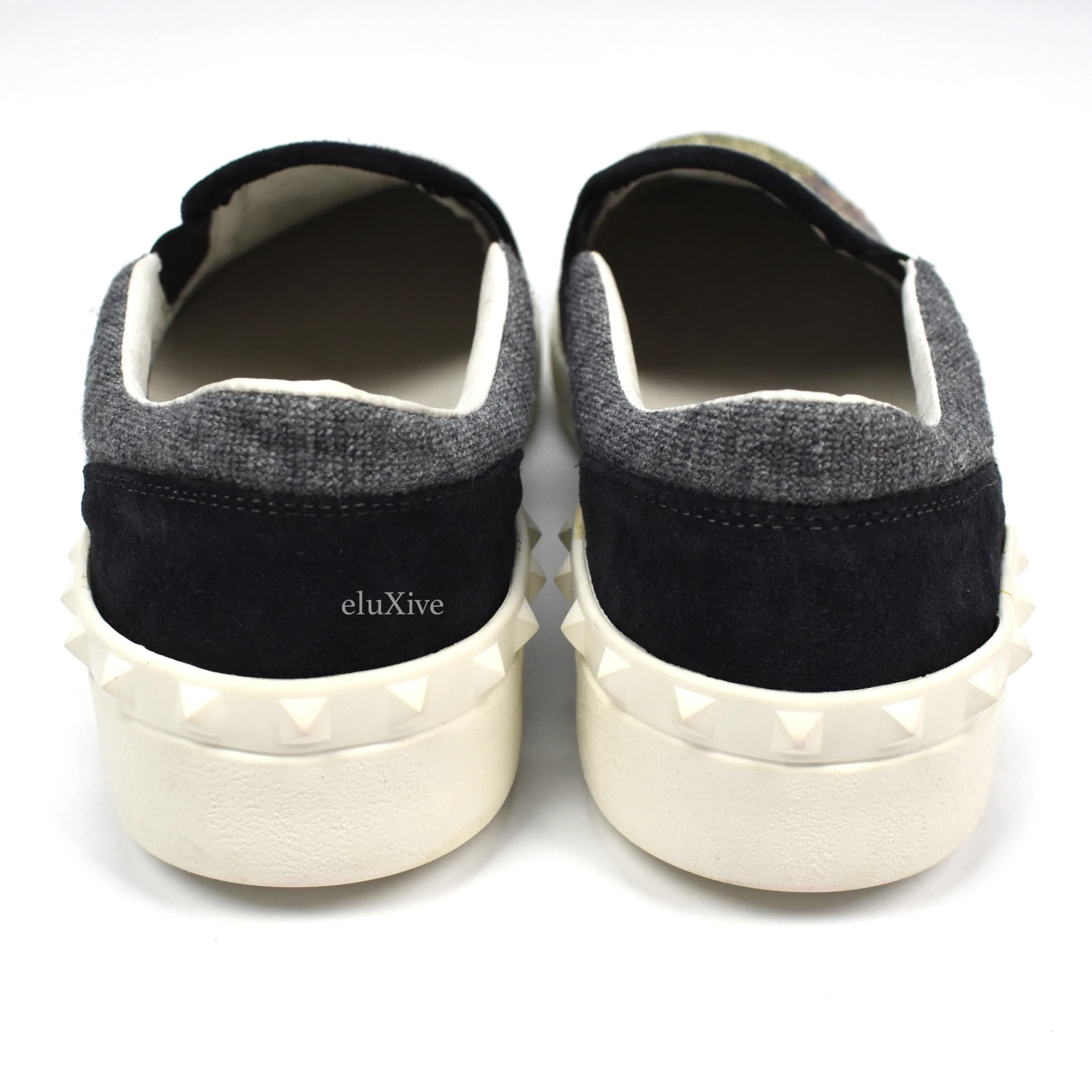 Platform Slippers Fluffy Valentino - Embroidered Tapestry Skate Sneakers