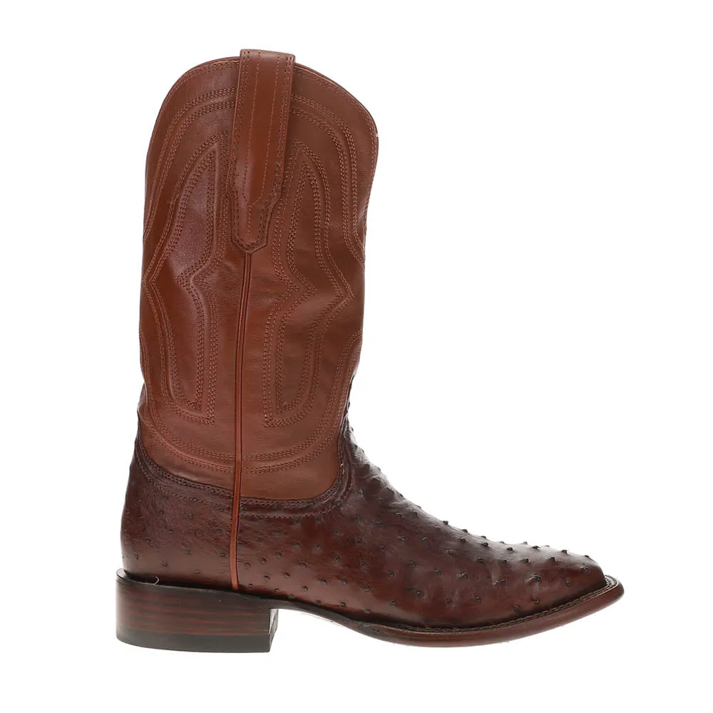 Emmitt Broad Square Toe Ostrich Cowboy Boots Shrimp Boots