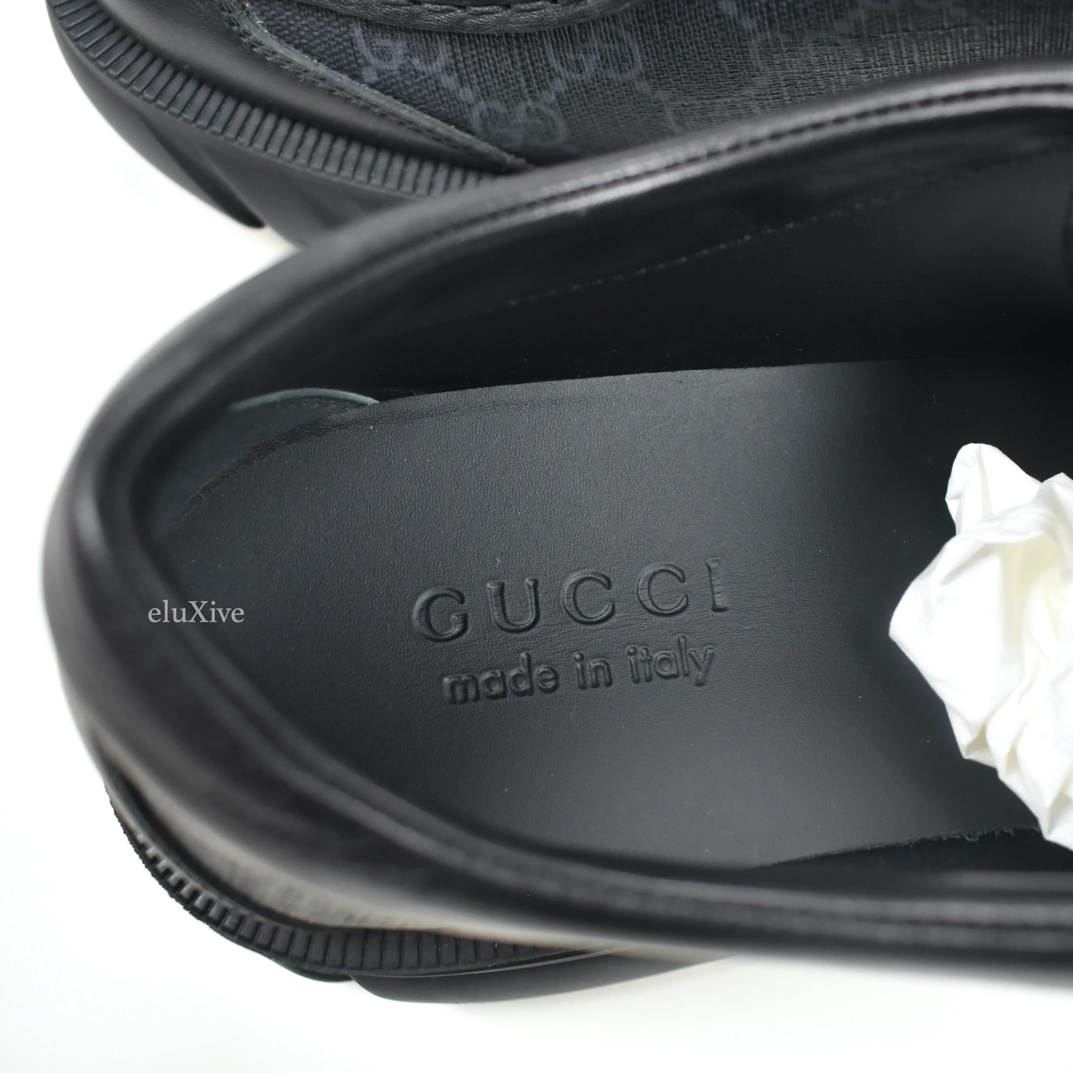 Version Slippers Gucci - Black GG Supreme Monogram Chunky Sole Shoes