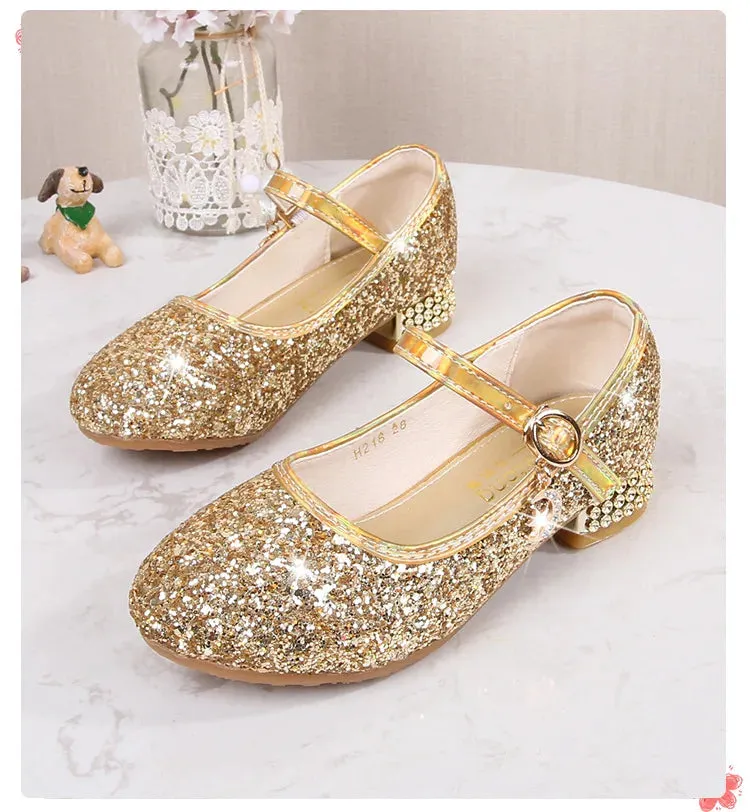 Zhongda Girls' Fashion Show Crystal Shoe New Versatile Mary Jane Fashion Sequins Walk Princess Shoe School Shoes for Kid Girls Cragstone Leather Waterproof Hiking Shoe
