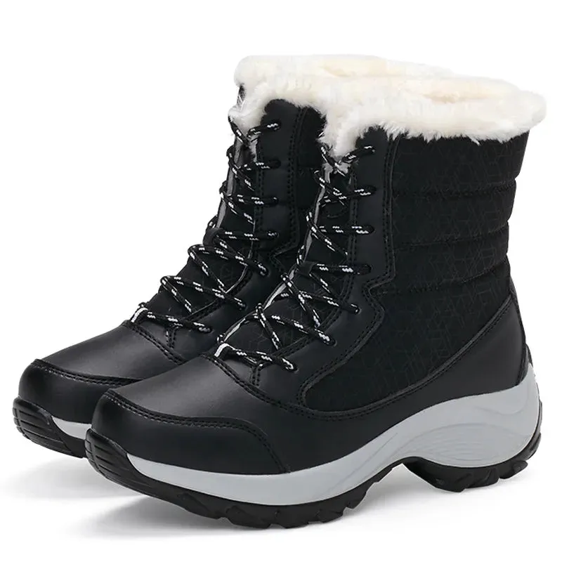 Snow Boots Plush Warm Ankle Boots For Women Winter Shoes Waterproof Boots Women Female Winter Shoes Booties Botas kodez Reusable Waterproof Shoe Covers