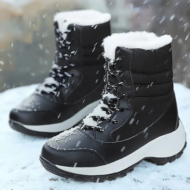 Snow Boots Plush Warm Ankle Boots For Women Winter Shoes Waterproof Boots Women Female Winter Shoes Booties Botas kodez Waterproof High Top Shoes