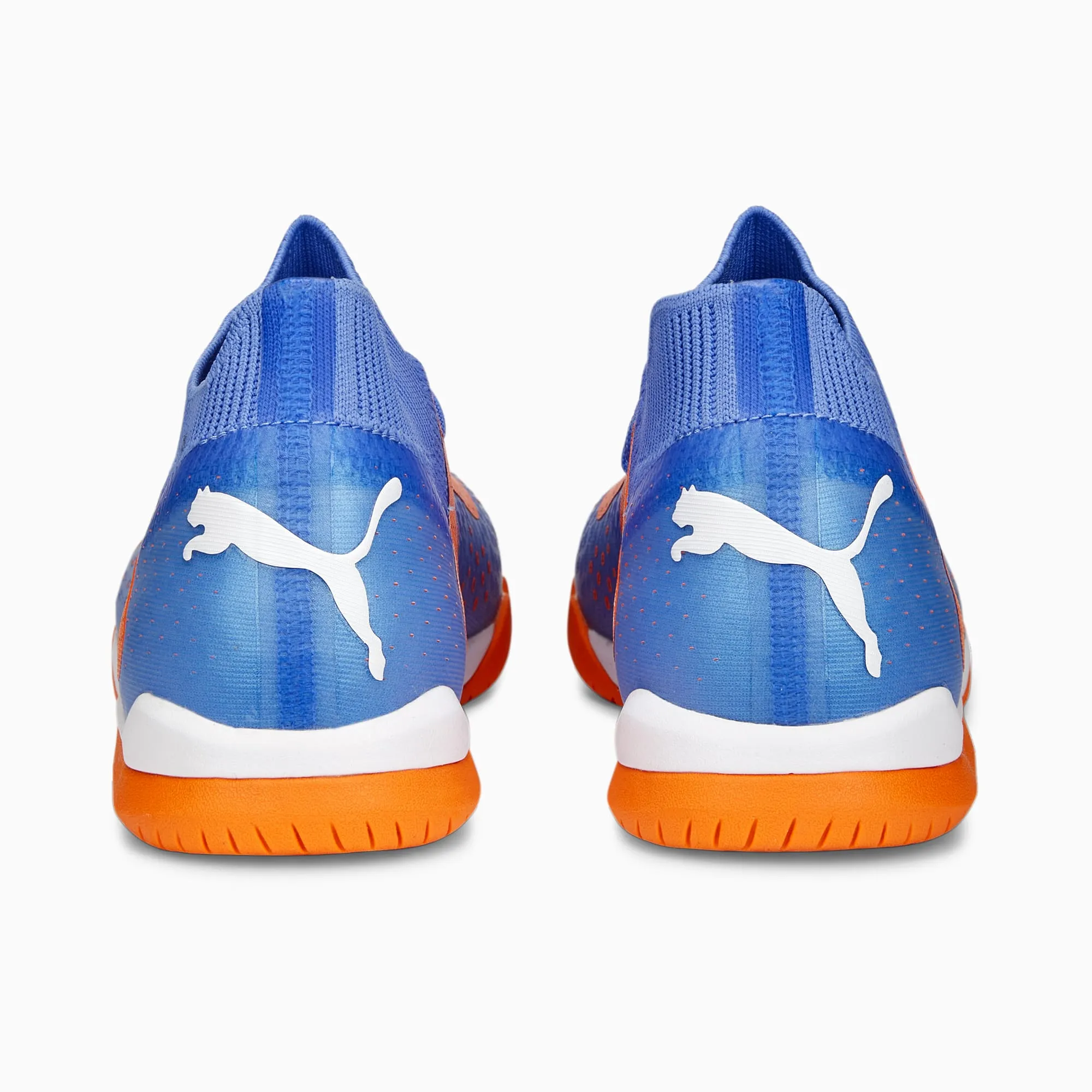 Puma Future Match Indoor Soccer Shoes 107185 01  BLUE GLIMMER-PUMA WHITE-ULTRA ORANGE Overpronation Shoes Asics